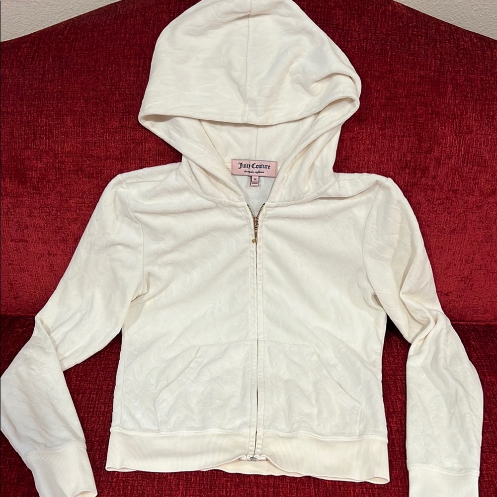 Juicy Couture Velour Cream Zip-Up Hoodie